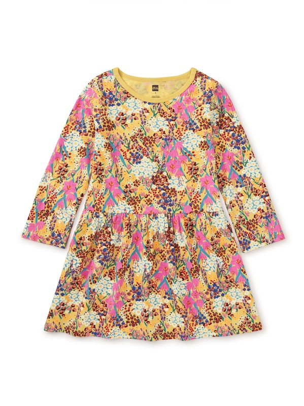 Long Sleeve Skirted Dress Wild Saffron Floral -Children&#39;s