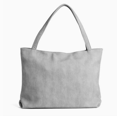Molly Ribbed Tote-Grey