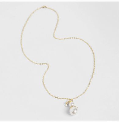 Pearl Snowman Necklace-Gold