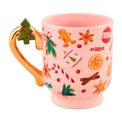 Pink Gingerbread Pedestal Mug