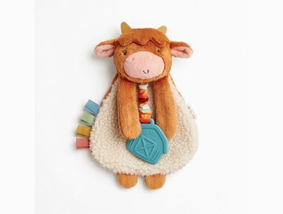 Bitzy Crinkle Sensory Toy w/ Teether-Highland Cow