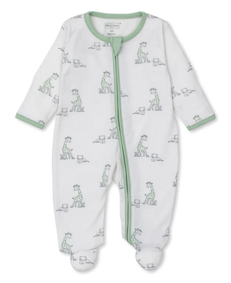 Giraffe Happine Footie w/Zipper-Green