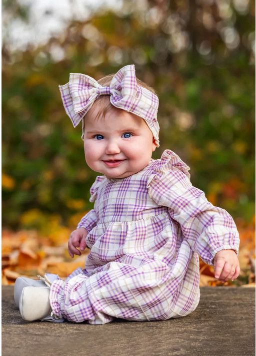 Periwinkle Plaid Romper-Purple
