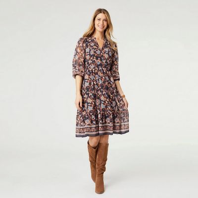 Amber Printed V Neck Dress