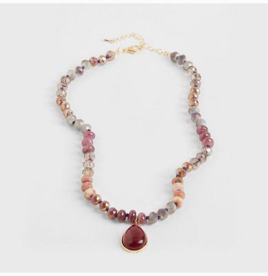 Chaya Necklace-Red/Plum
