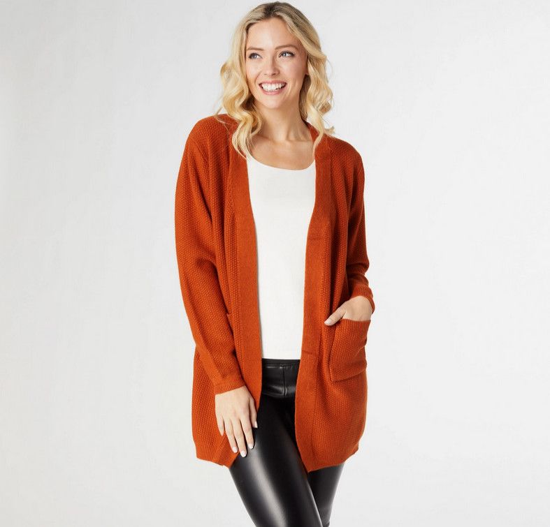 Relaxed Ciana Cardigan with Pocket-Rust