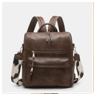 Amelia Convertible Backpack w/ Guitar Strap-Coffee