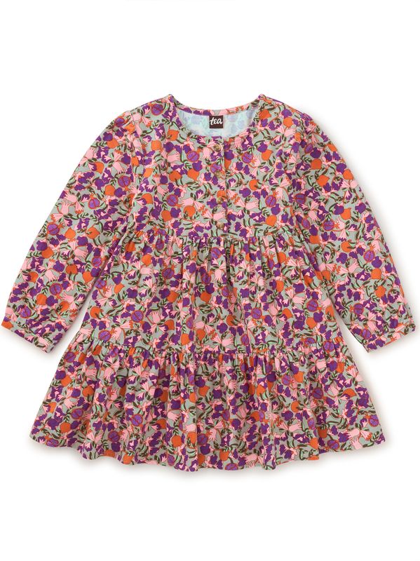 Royal Pomegranate Floral Henley Shirtdress