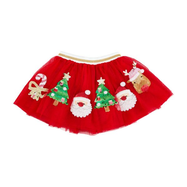 Christmas Tutu Red w/ Santa, Reindeer, Candycane &amp; Tree