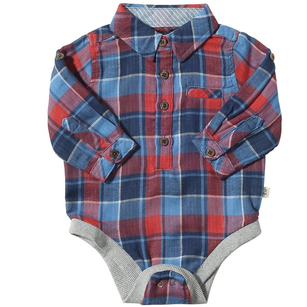Jasper Woven Onesie-China/Rust Plaid