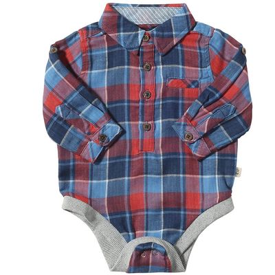 Jasper Woven Onesie-China/Rust Plaid