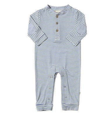 Niota Henley Romper-Royal/White Stripe