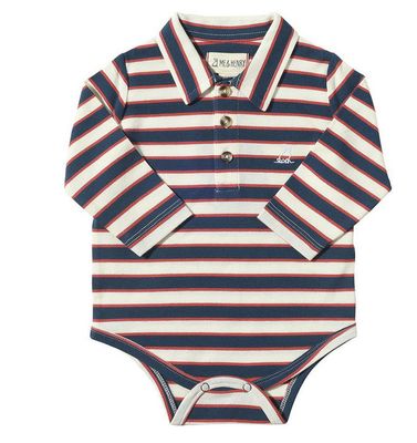 Seymour Pique Polo Onesie-Navy/Rust/Cream