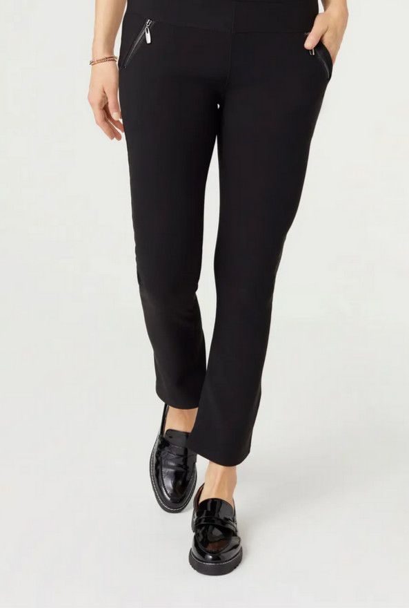 Jasmine Zip Pocket Flare Legging-Black