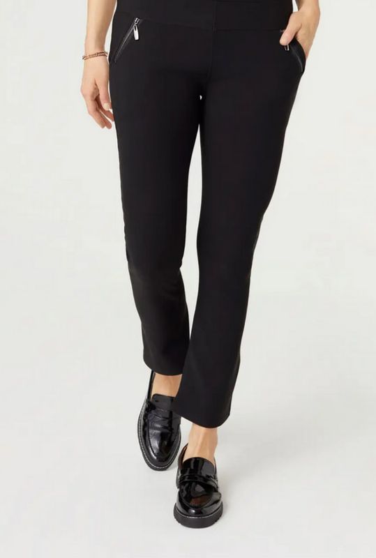 Jasmine Zip Pocket Flare Legging-Black