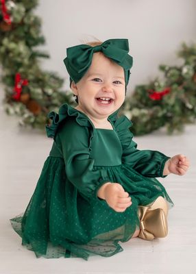 Mistletoe Baby Dress-Green