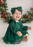 Mistletoe Baby Dress-Green