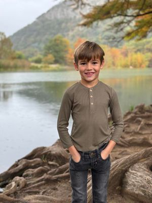 Adams Ribbed Henley- Green