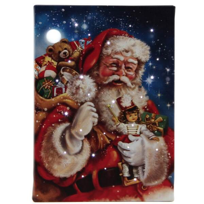 Table Top Santa With A Wink &amp; A Nod Lighted Painting