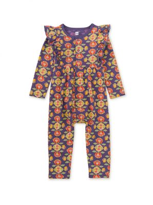 Snap Front Ruffle Baby Romper~Turkish Rug Floral