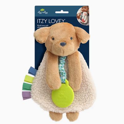 Itzy Lovey Plush w/ Silicone Teether Toy-Puppy