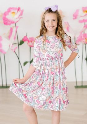 Hangin with my Peeps 3/4 Sleeve Pocket Twirl Dress