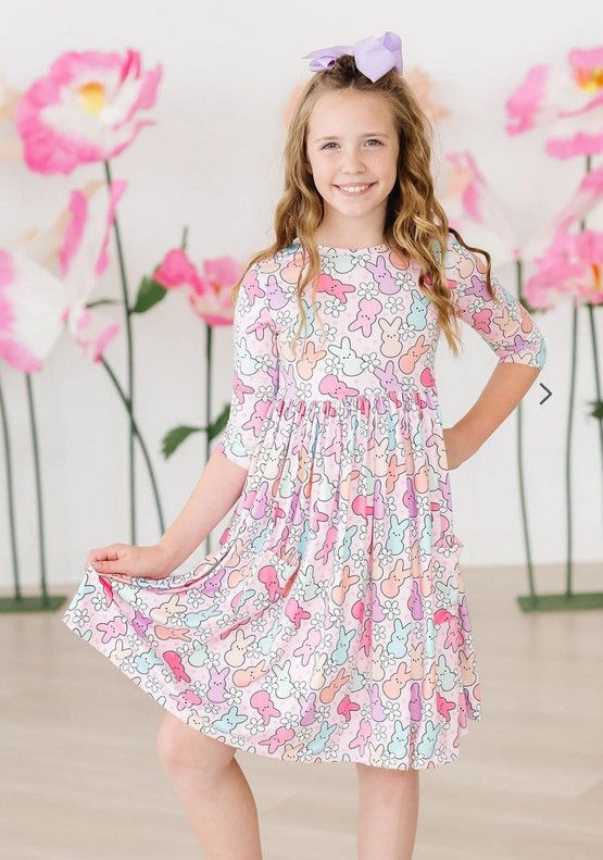 Hangin with my Peeps 3/4 Sleeve Pocket Twirl Dress