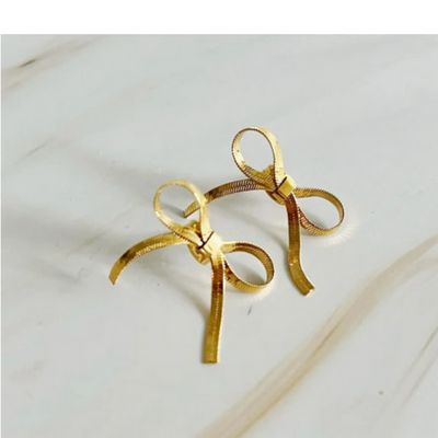 Herringbone Chain Bow Earrings