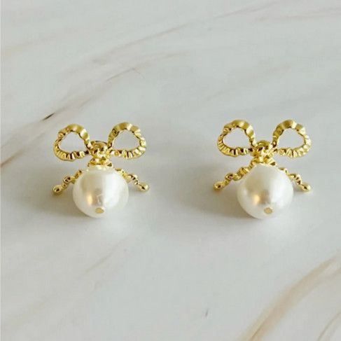 Dangle Pearl Antique Bow Earrings