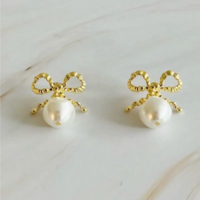 Dangle Pearl Antique Bow Earrings