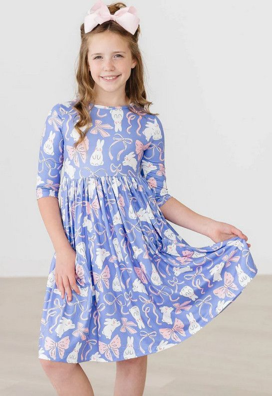 Hop Skip &amp; Twirl 3/4 Sleeve Pocket Twirl Dress