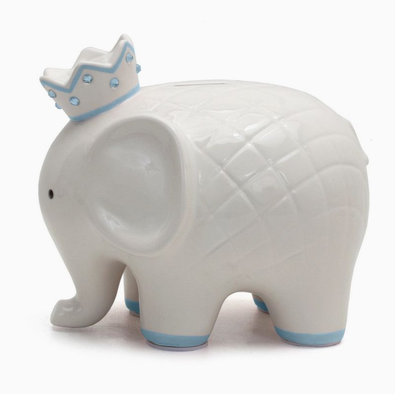 White with Blue Coco Elephant Bank