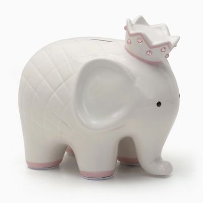 White with Pink Coco Elephant Bank