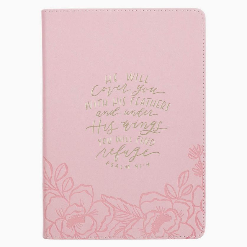 Journal Classic Zip Pink He Will Cover You Ps.91:4