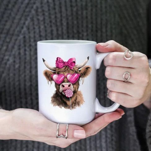Valentines Highland Cow 15oz Coffee Mug