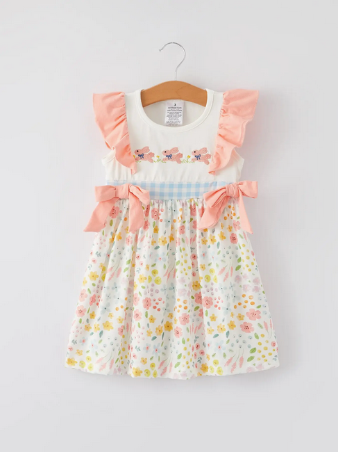 Easter Bunny Embroidery Girls Dress