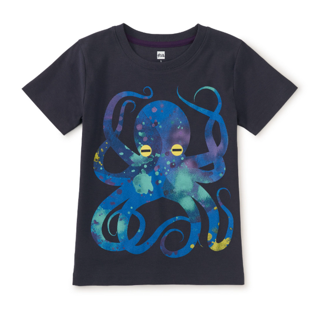 Pop Octopus Graphic Tee- Indigo