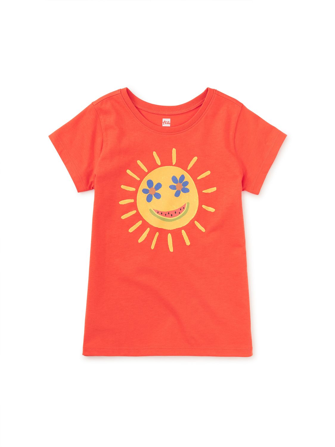 Smiley Sun Graphic Tee-Nectarine