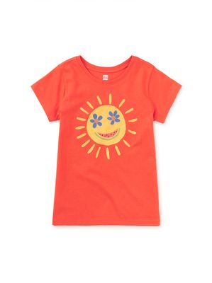 Smiley Sun Graphic Tee-Nectarine