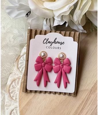 Hot Pink Bow Earrings
