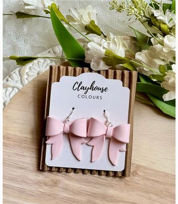 Pink Bow Earrings