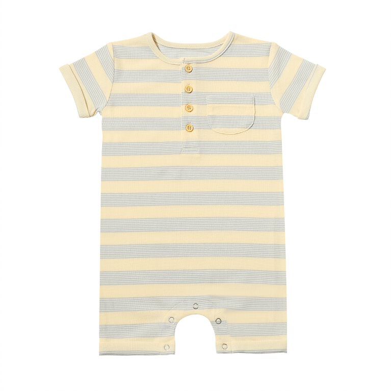 Martingale Henley Romper Grey/Creme Thick Stripe