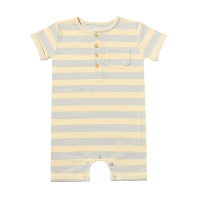 Martingale Henley Romper Grey/Creme Thick Stripe