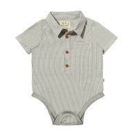 Helford Woven Onesie Grey/White Thin Double Stripe