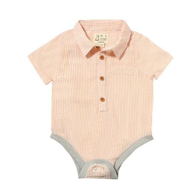 Helford Onesie ~Tangerine Stripe Seersucker