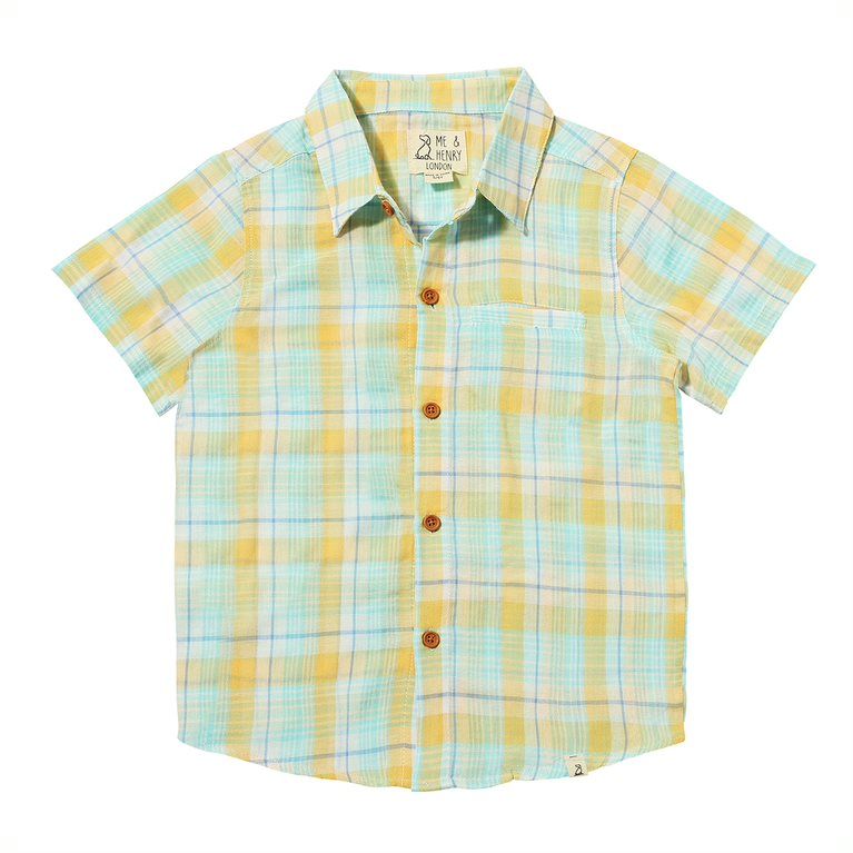 Newport Woven Shirt-Lemon/Aqua Plaid