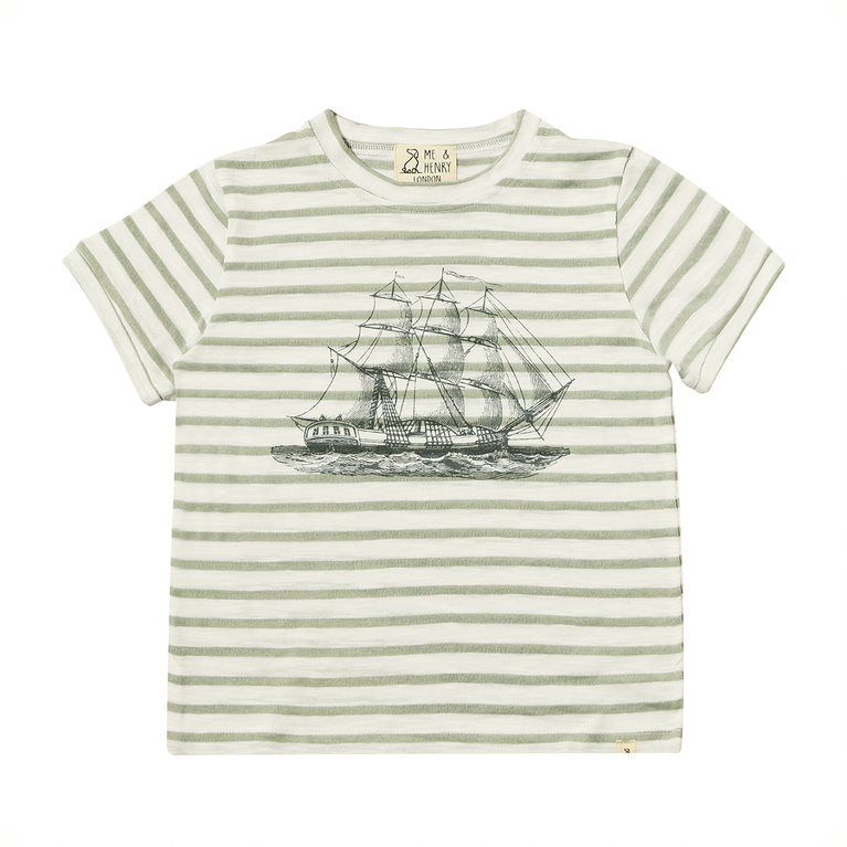 Newquay Printed Tee Grey Boat