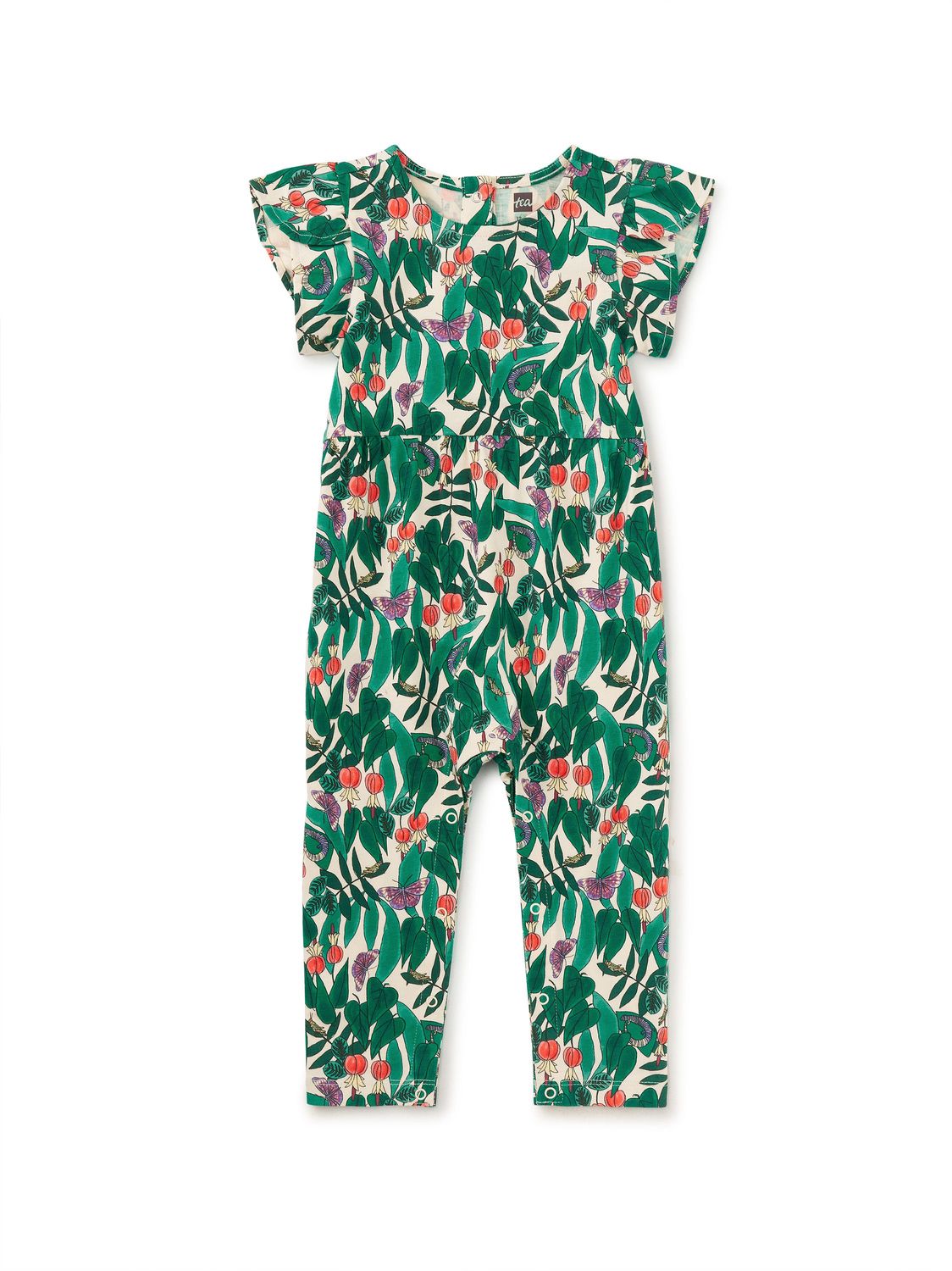 Tulip Sleeve Baby Romper-Jungle Botanical
