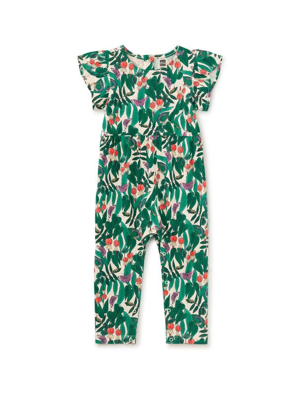 Tulip Sleeve Baby Romper-Jungle Botanical