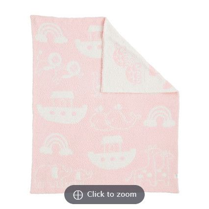 Noah&#39;s Ark Pink Chenille Blanket